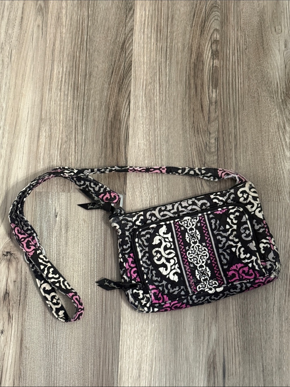 Vera Bradley Black, White and Pink Quilted Crossbody Bag
